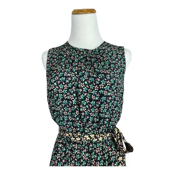 Rebecca Taylor 100% Silk Black with Floral Print Sleeveless Louisa Dress Small - Picture 3 of 10